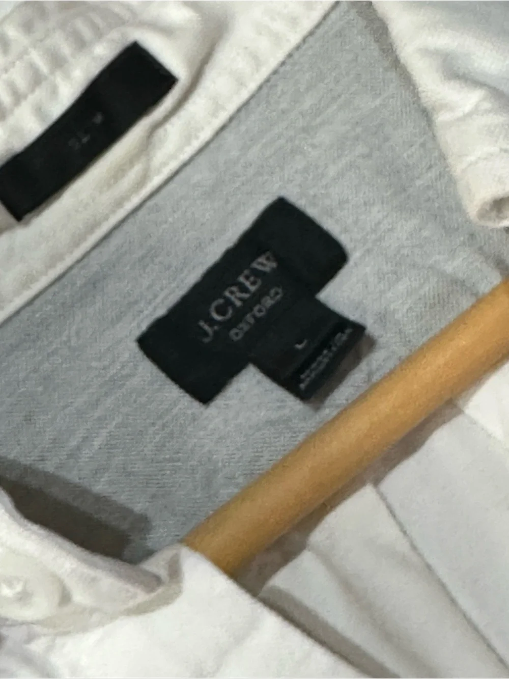 J. Crew Men's White Shirt with Light Gray Sleeves and Pocket